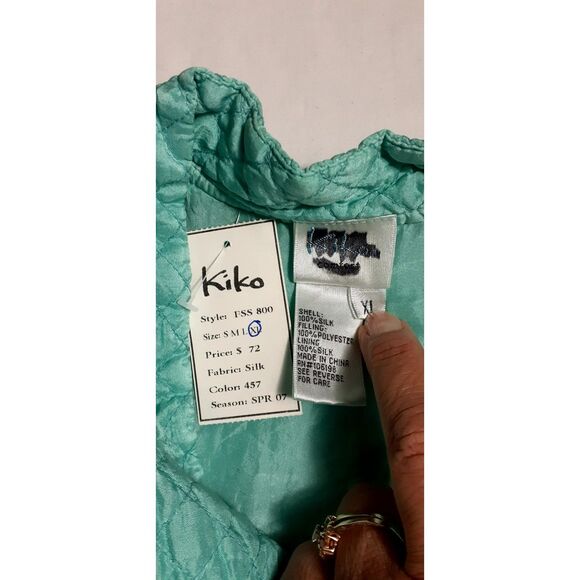kiko Jacket Women’s  Size XL Blue 100% silk with Pockets  Brand New # 445 - Picture 4 of 6